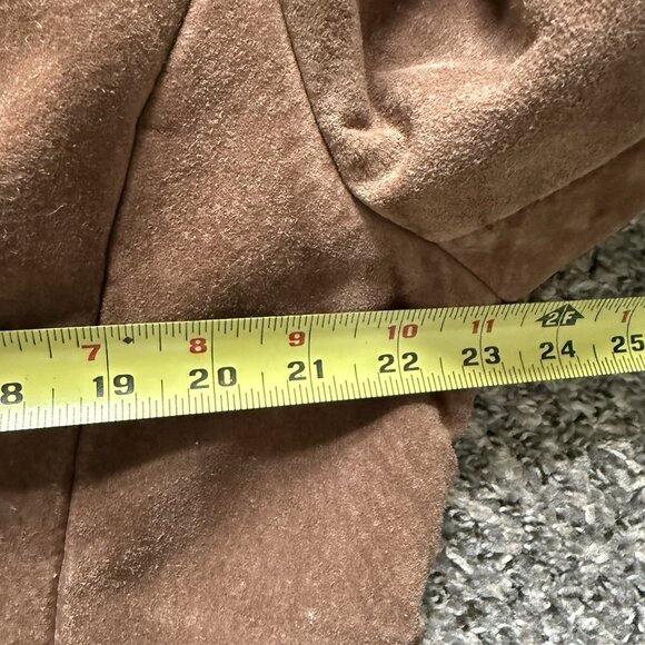 VTG Penny Lane Coat Sz XL Suede Leather Faux Fur Trim Y2K 70s Boho Patchwork - Picture 11 of 14